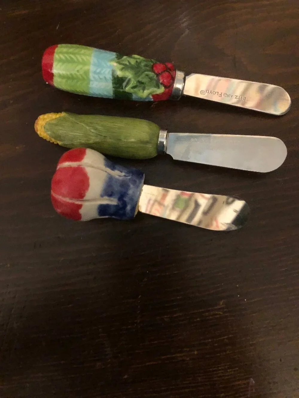 3 Stainless Steel Cheese Spreaders (1 Fitz & Floyd)